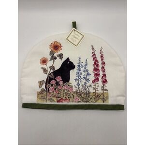 Alice's Cottage Cotton Tea Cozy Black Cat Garden - NEW